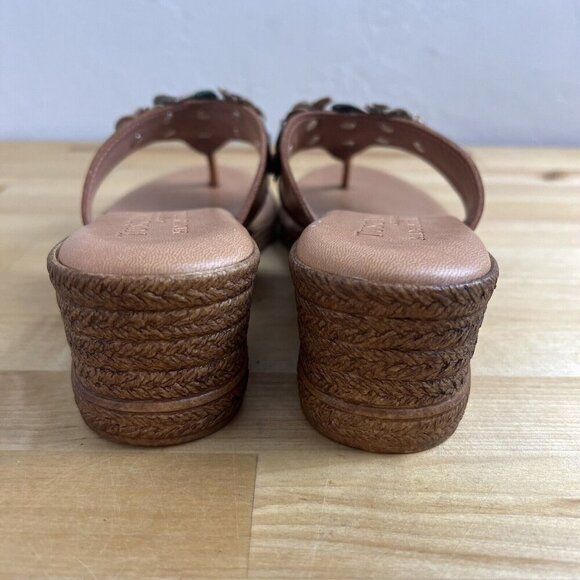 TUSCANY BY EASY STREET Giordana 3D Flower Floral Brown Thong Sandals Wedge 6.5 W - Picture 6 of 11